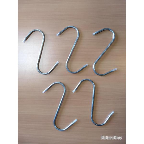 *** D�STOCKAGE - Lot de 5 crochets de boucher en inox 14,5 cm ***