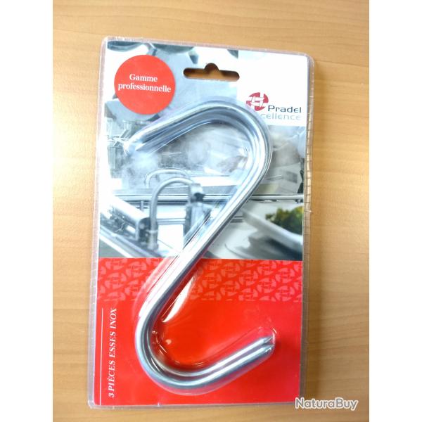 *** D�STOCKAGE - Lot de 3x crochets de boucher en inox 14,5 cm Neuf dans son emballage d'origine***