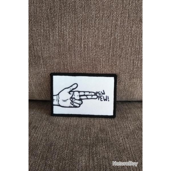 patch tactique pew pew blanc