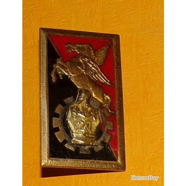 21� Bataillon de Sapeurs M�caniciens, �mail ,rectangle tranch� noir et rouge, � un p�gase sommant un