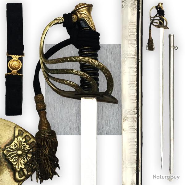 RARE SABRE BELGE D'OFFICIER M1889 '' POUR LE ROI ET LE PATRIE '' LEOPOLD III ORIGINAL