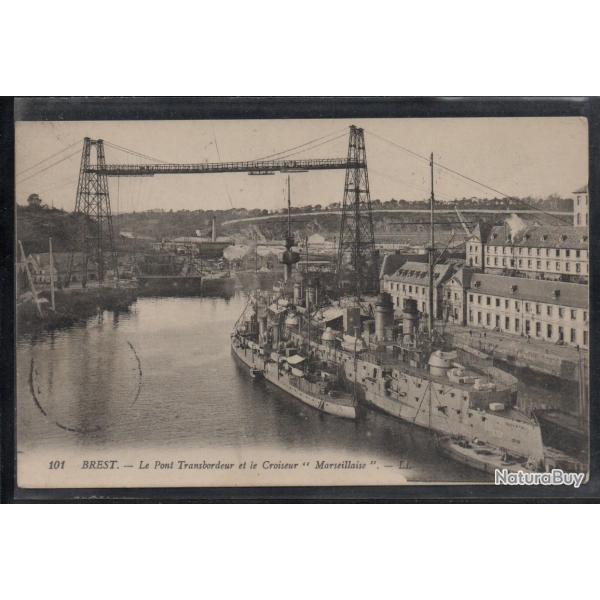 CPA - Marine Militaire - Le Pont Transbordeur et le Croiseur " Marseillaise "  N�3792