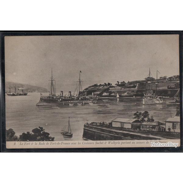 CPA - Marine Militaire - Le Fort la Rade de Fort - de - France avec Croiseur N�3793