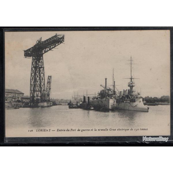 CPA - Marine Militaire - LORIENT - Entr�e du Port de Guerre et la nouvelle Grue �lectrique N�3796