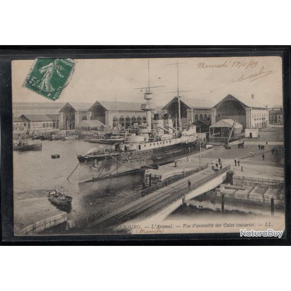 CPA - Marine Militaire - CHERBOURG - l'Arsenal - vue d'ensemble des cales couvertes N�3798