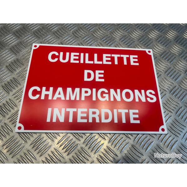 panneau cueillette de champignons interdite en aluminium 30x20 cm