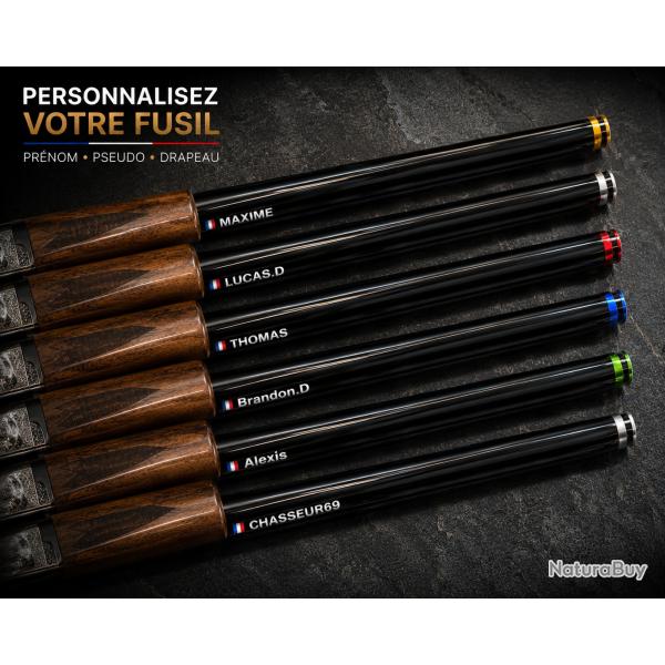 STICKERS PREMIUM PR�NOM + DRAPEAUX FRANCE POUR FUSIL EXPEDITION SOUS 24H