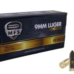Munitions MFS CALIBRE 9x19 FMJ 124gr - 8g x50