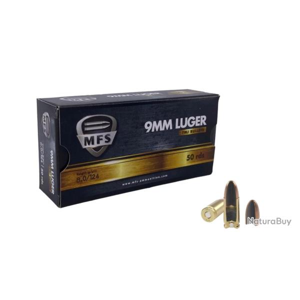 Munitions MFS CALIBRE 9x19 FMJ 124gr - 8g x50
