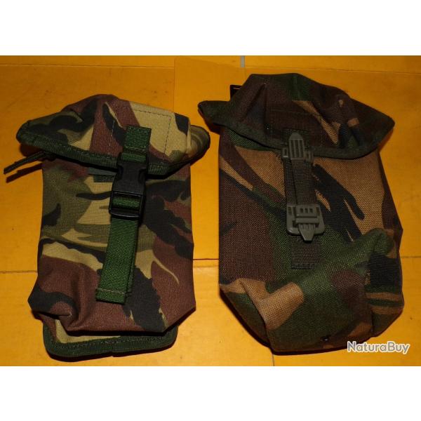 LOT DE 2 POCHES POUR GILET DE COMBAT  DE L'ARMEE ANGLAISE CAMOUFLAGE FEUILLAGE , FABRICATION DE 2010