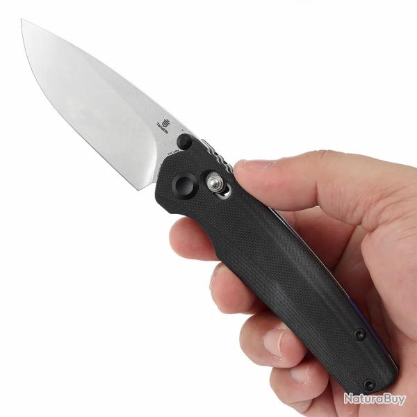 Couteau Tenable Raven Lame Drop Point Acier 14C28N SW Manche G10 Black Cross-Bar Lock Clip T2109V4