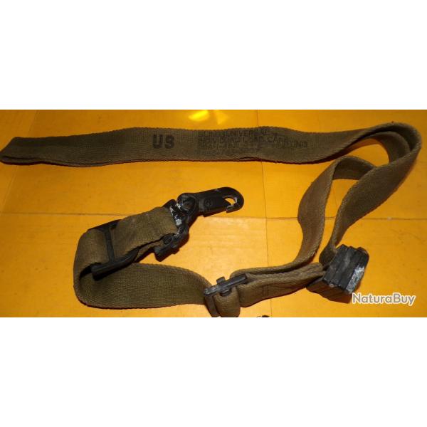 ARMEE AMERICAINE U.S : SANGLE AVEC BOUCLE EN ALUMINIUM ; MARQUAGE U.S , LARGEUR 4,5 CM LONGUEUR MAXI
