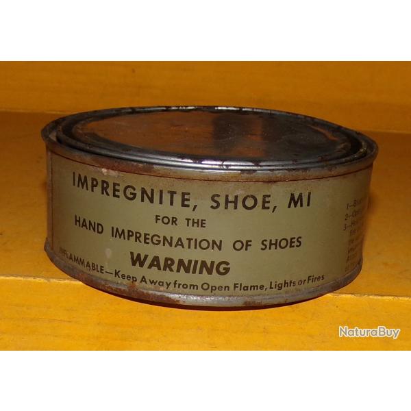 ARMEE AMERICAINE U.S :BOITE DE GRAISSE A CHAUSSURES IMPREGNITE , FABRICATION U.S.A , LA BOITE EST NE