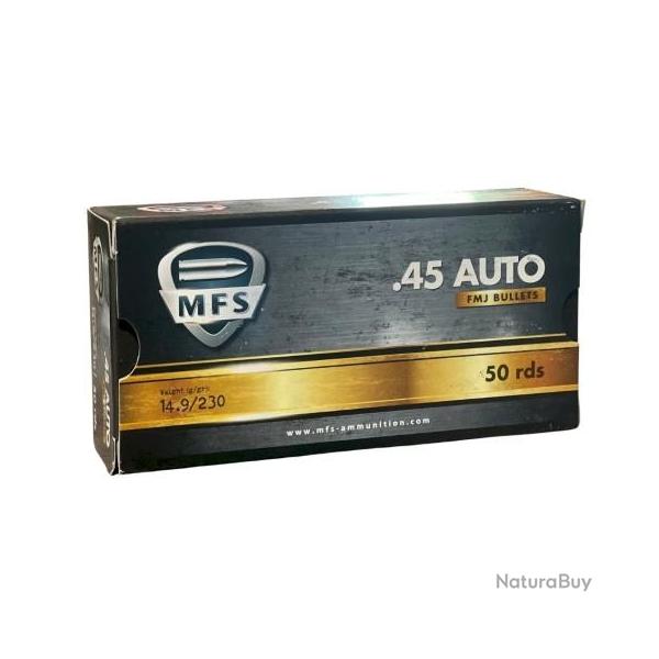 50 munitions MFS 45ACP FMJ 230GR