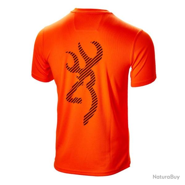 T shirt Technique Browning Teamspirit Orange Blaze Respirant Confort Optimal Pour Chasse et Outdoor