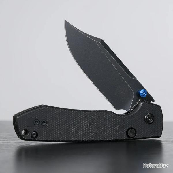Couteau Vosteed Raccoon Top Liner Lock Lame Bowie Acier 14C28N Manche Micarta Noir KIVT VOSA2910