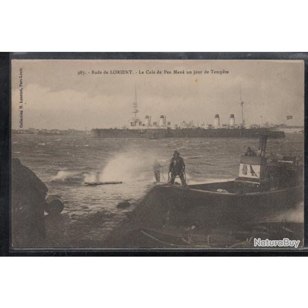 CPA - Marine - Rade de LORIENT - La Cale de Pen Mare un jour de Temp�te N�3814