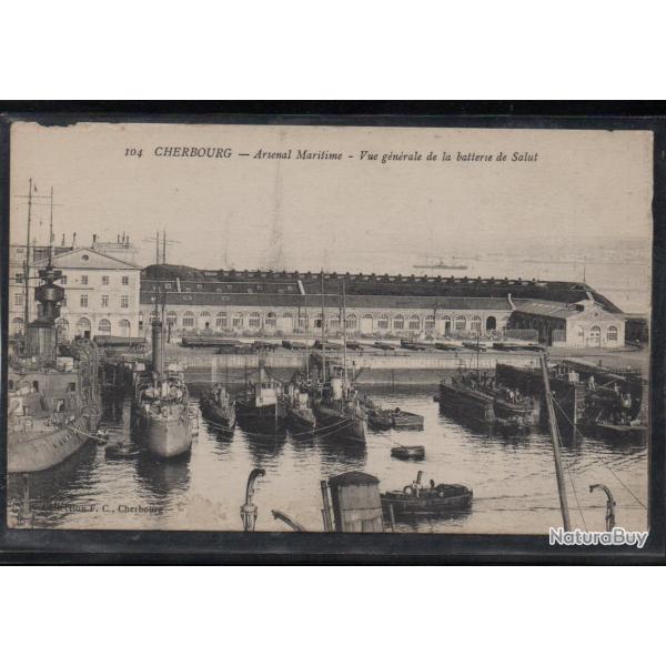 CPA - Marine Militaire - CHERBOURG -Arsenal Maritime- Vue generale de la batterie de Salut  N�3815