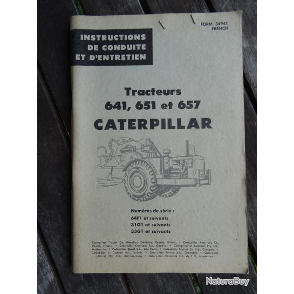 manuel instructions de conduite tracteurs 641,651,657 caterpillar