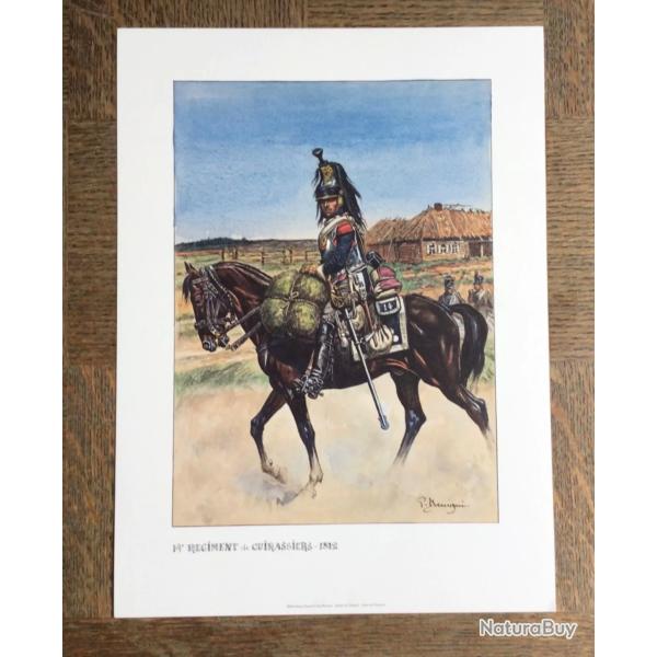 PLANCHE EMPIRE BENIGNI - CAVALERIE 14� R�GIMENT DE CUIRASSIERS 1812 (support �pais pour encadrement)