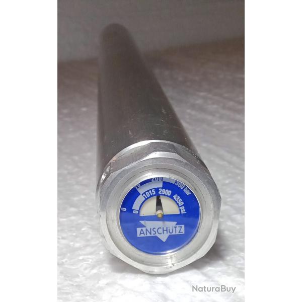 Cartouche longue d'air comprim� Ansch�tz en aluminium (cartouche argent et fond manom�tre bleu)