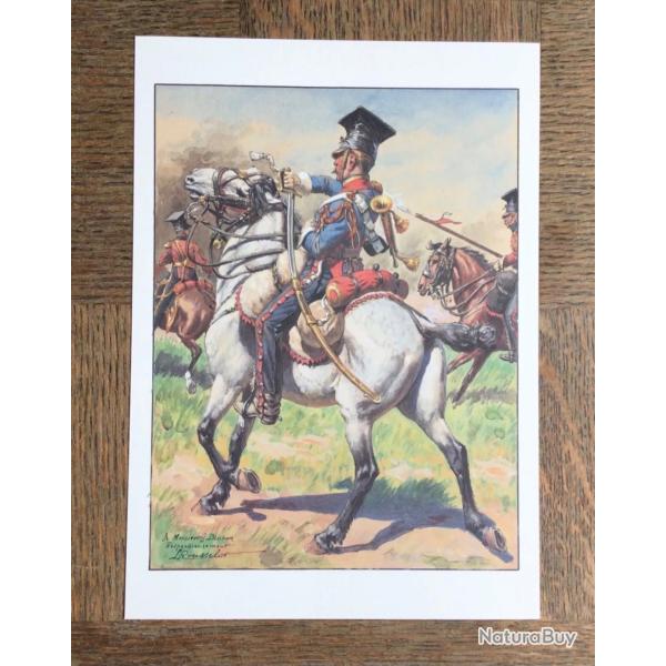 PLANCHE EMPIRE ROUSSELOT  TROMPETTE 2� CHEVAU-L�GERS-LANCIERS garde 1812 (support �pais encadrement)