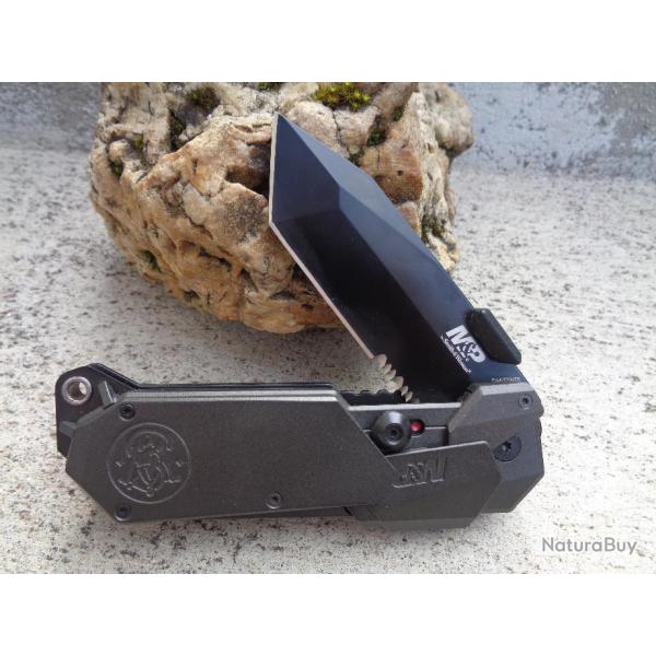 Couteau Tactical Smith&Wesson M&P Tanto Serra Lame Acier 4034 Manche Alu Brise Vitres SWMP9BTS