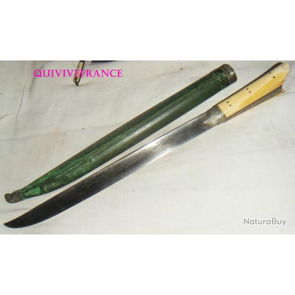 AB3093 - GRAND COUTEAU CRETOIS - GRECE BALKANS - D�but XIXe. inscription LA CANNEE en fran�ais