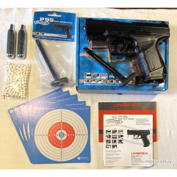 VENDS WALTHER P99  "PACK STARTER" BILLES CO2 + 1 CHARGEUR