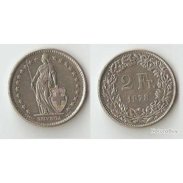 2 FRANCS SUISSE(HELVETIA)le personnage all�gorique f�minin suisse, v�tue d'une toge, tient une lance