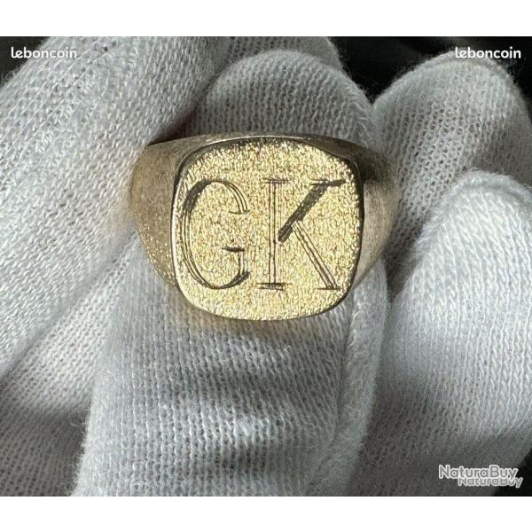 Lourde chevali�re or massif 14 carats - bague homme - taille 66