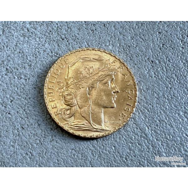 Pi�ce 20 francs or - 1908 (Louis d'or) - France - Marianne - coq