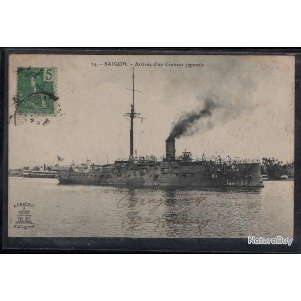 CPA - MARINE MILITAIRE - " SAIGON "  Arriv�e d'un Croiseur japonais N�3829