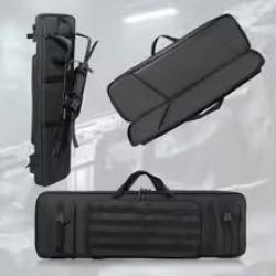 Double &Eacute;tui Tactique Fusil 120 cm Sac Transport Rembourr&eacute; Oxford 600D Chasse Airsoft Carabine Noir
