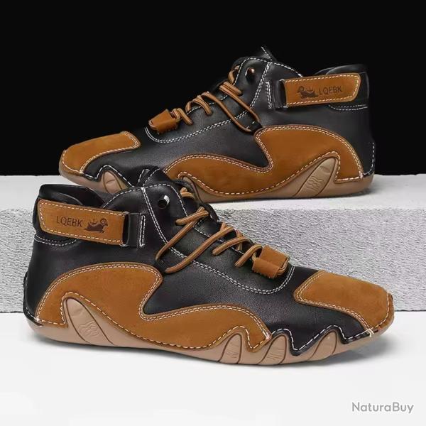 Chaussures Homme �t� R�tro - Mocassins Cuir Respirant, �tanches, Confortables, Ville, Rando Noir