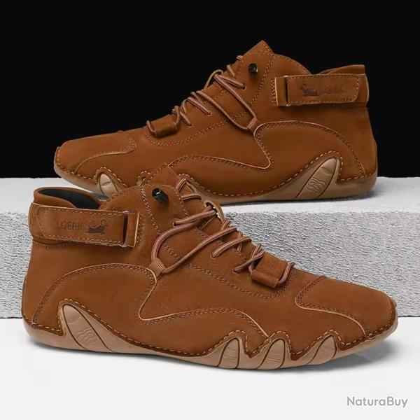 Chaussures Homme �t� R�tro - Mocassins Cuir Respirant, �tanches, Confortables, Ville, Rando Marron