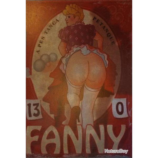 PLAQUE METALLIQUE HUMORISTIQUE "FANNY" - PETANQUE