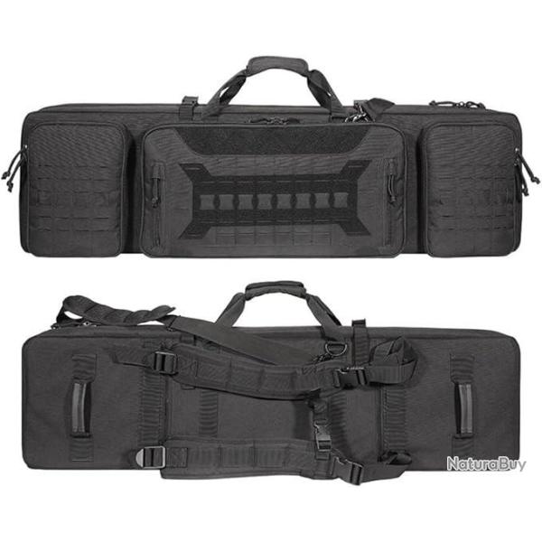 Sac � Dos Tactique Double Compartiment Carabines Fusils Rembourr� Oxford 600D �tui Chasse Tir Noir