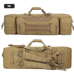 Sac &agrave; Dos Tactique Double Compartiment Carabines Fusils Rembourr&eacute; Oxford 600D &Eacute;tui Chasse Tir Kaki