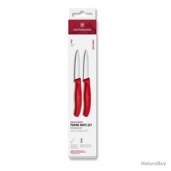 6.7691.2C1 Set 2 couteaux office Victorinox SwissClassic rouge 8cm  dents/lisse