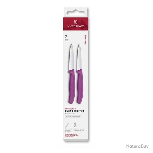 6.7695.2C1 Set 2 couteaux office Victorinox SwissClassic violet 8cm  dents/lisse