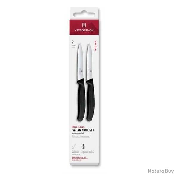 6.7793.2 Set 2 couteaux office Victorinox SwissClassic 10cm noir  dents/lisse