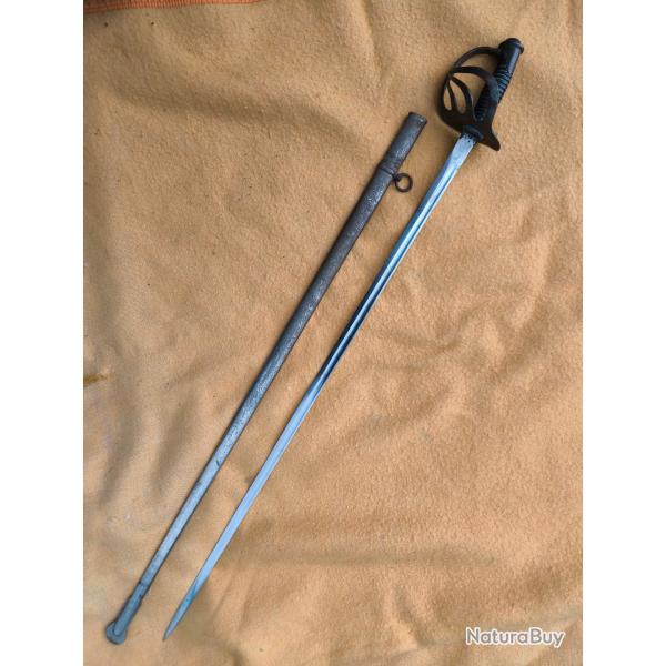 sabre Officier 1882 infanterie - fantaisie  garde bronze 4 branches lame droite 91cm / 109 L totale