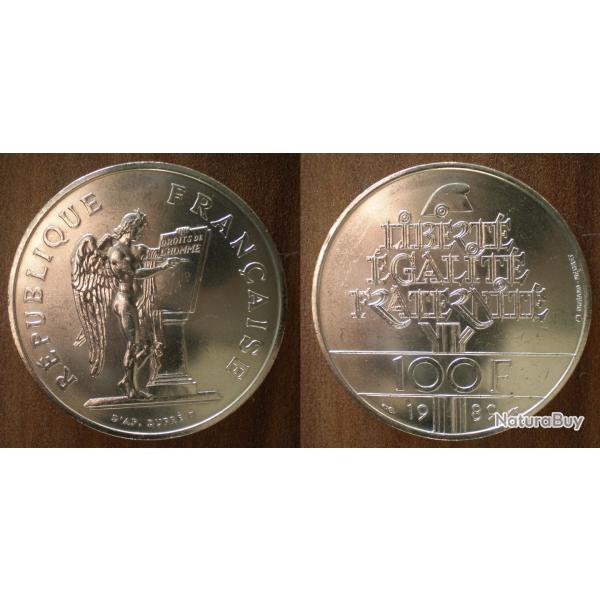 France 100 Francs 1989 Droits de l Homme Piece Commemo Argent