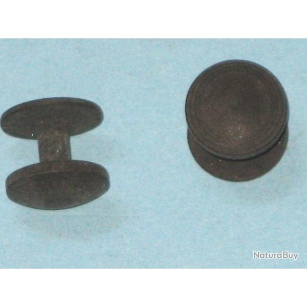 Lot de deux Bouton-rivets en acier phosphat� pour sangles et bretelles diverses.