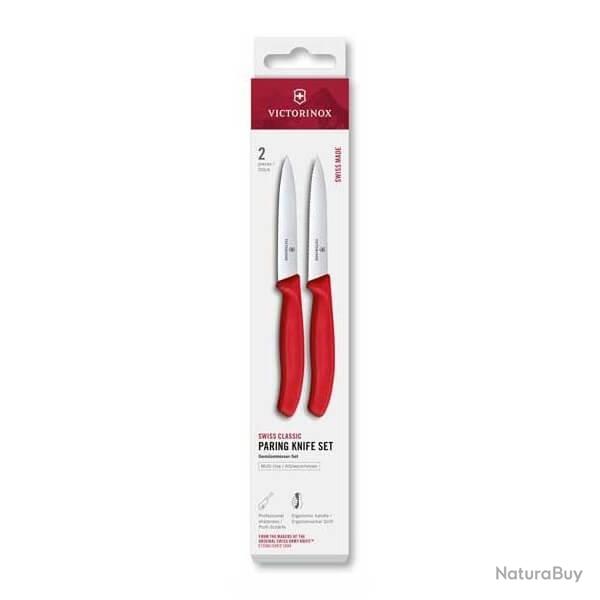 6.7791.2C1 Set 2 couteaux office Victorinox SwissClassic 10cm rouge  dents/lisse