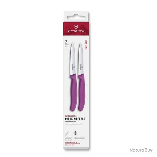 6.7795.2C1 Set 2 couteaux office Victorinox SwissClassic 10cm violet  dents/lisse