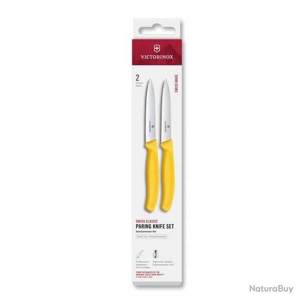 6.7798.2C1 Set 2 couteaux office Victorinox SwissClassic 10cm jaune  dents/lisse