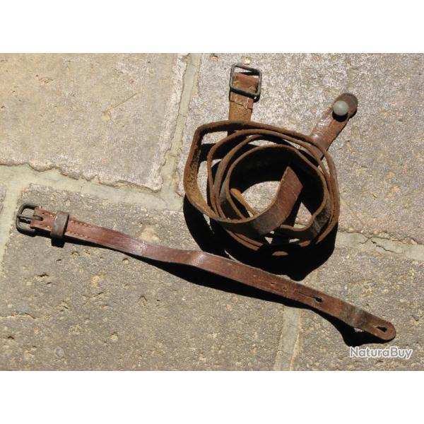 14-18 / 39-40 : Grande bretelle en cuir + petite courroie pour bidon, jumelle, sac etc