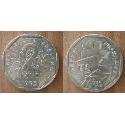 France 2 Francs 1993 Piece Franc Jean Moulin Piece